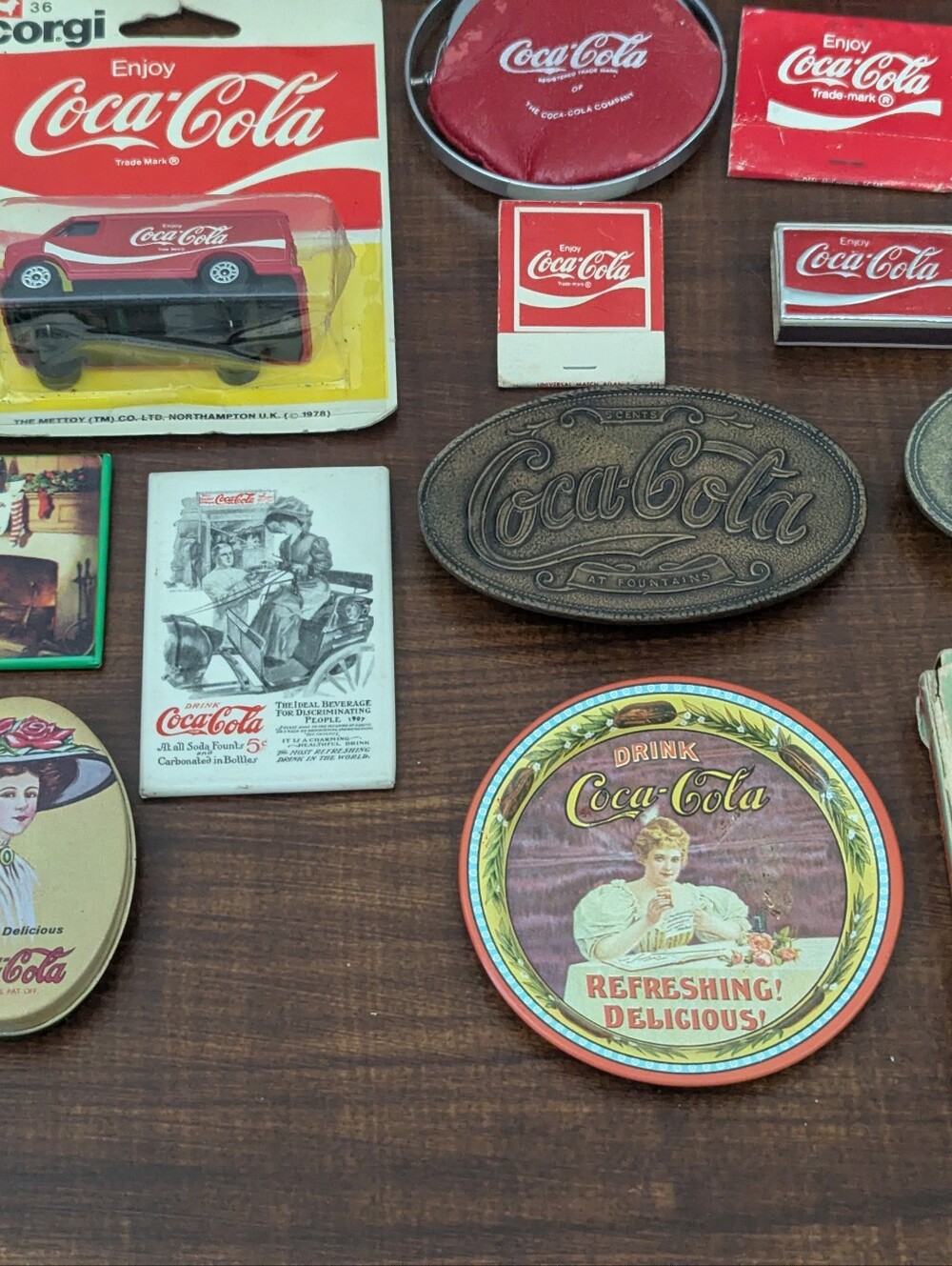 Huge Vintage Coca-Cola Collectibles Estate Lot - Corgi Diecast, Pins, Trays, Bot - Picture 8 of 9